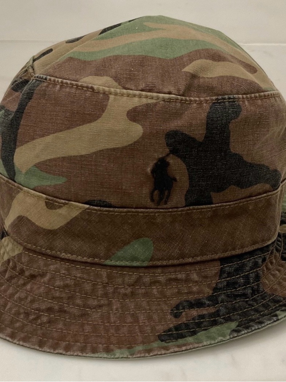 NWT Polo Ralph Lauren CAMO Twill Pony Logo Bucket Hat - L/XL - Picture 6 of 7